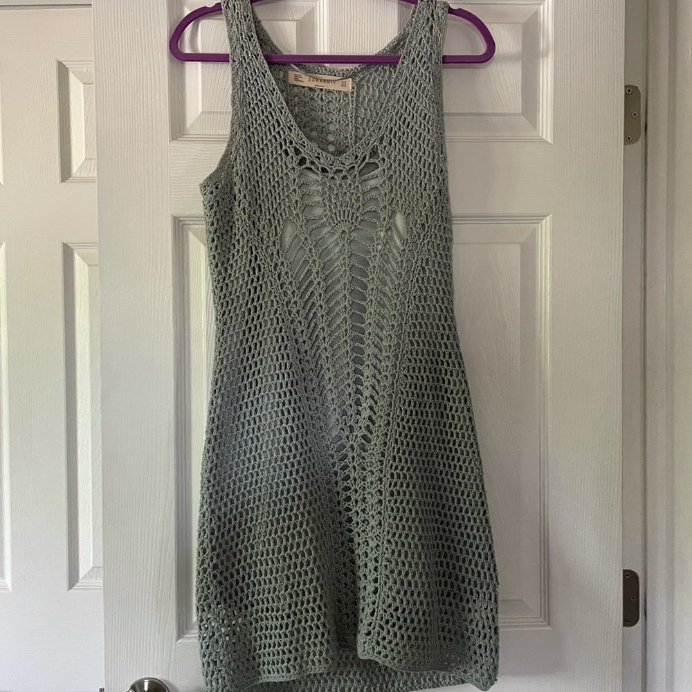 Zara lined crocheted dress.  Medium.  Gently worn